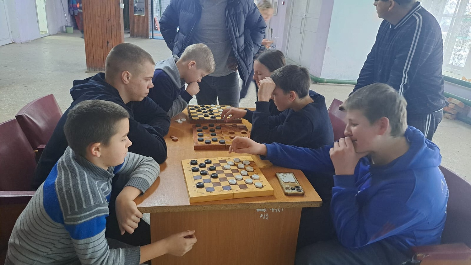 Провели "Шашки" в спортивном зале Дегтянки совместно с Новой-слободой.